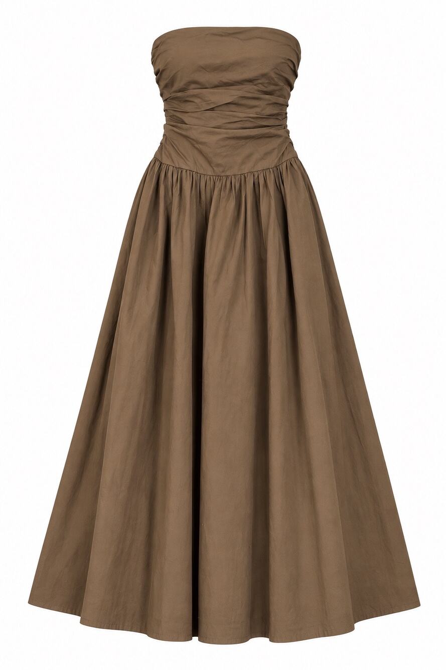 Band of the Free NWT Chocolate Brown Drop Waist Strapless Maxi Dress S